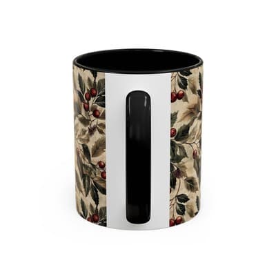 Rustic Berry Coffee Mug 11oz 15oz | Holiday Mug | Vintage Nature Winter Decor - Thumbnail 4
