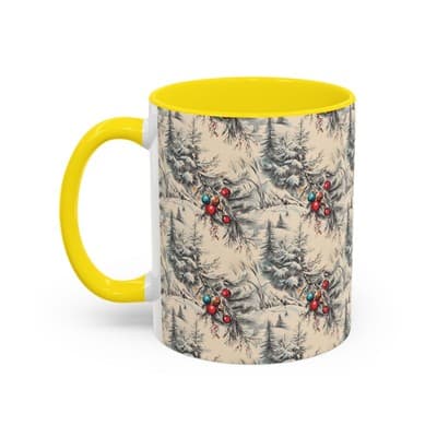 Rustic Holiday Coffee Mug 11oz 15oz | Vintage Christmas Cup | Cozy Winter Decor - Thumbnail 3