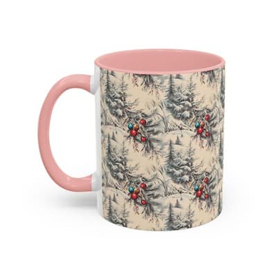 Rustic Holiday Coffee Mug 11oz 15oz | Vintage Christmas Cup | Cozy Winter Decor - Thumbnail 3