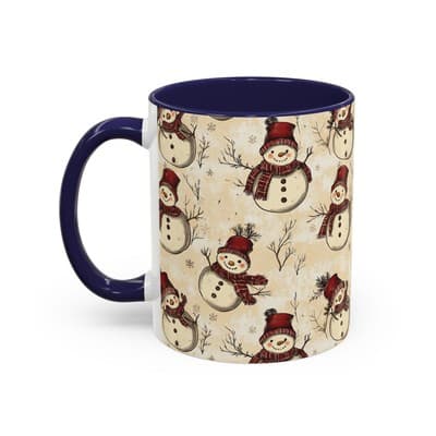 Vintage Snowman Coffee Mug 11oz 15oz | Holiday Mug | Cozy Christmas Gift Idea - Thumbnail 3