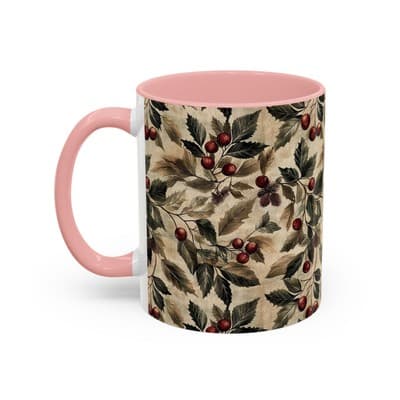 Rustic Berry Coffee Mug 11oz 15oz | Holiday Mug | Vintage Nature Winter Decor - Thumbnail 3