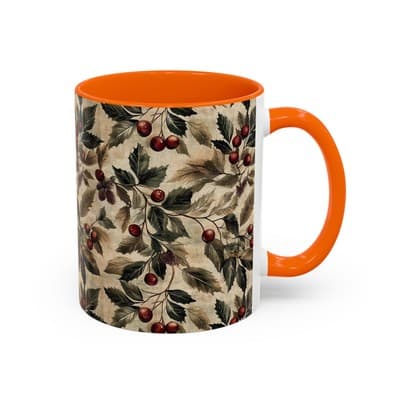 Rustic Berry Coffee Mug 11oz 15oz | Holiday Mug | Vintage Nature Winter Decor - Thumbnail 2