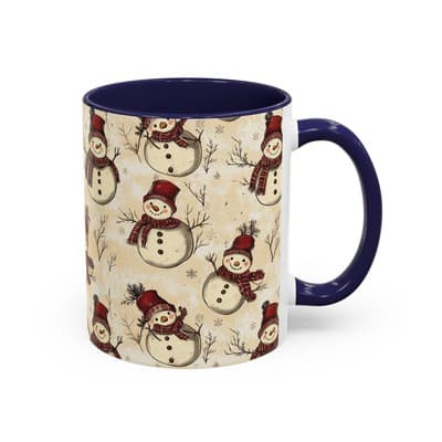 Vintage Snowman Coffee Mug 11oz 15oz | Holiday Mug | Cozy Christmas Gift Idea - Thumbnail 2