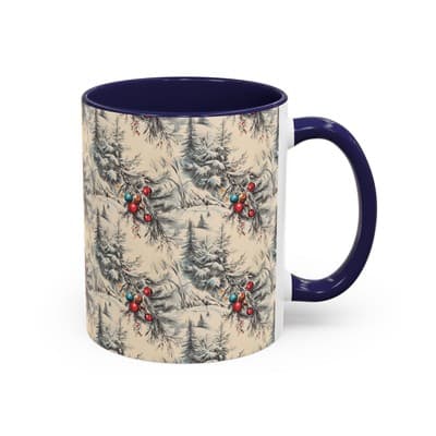 Rustic Holiday Coffee Mug 11oz 15oz | Vintage Christmas Cup | Cozy Winter Decor - Thumbnail 2