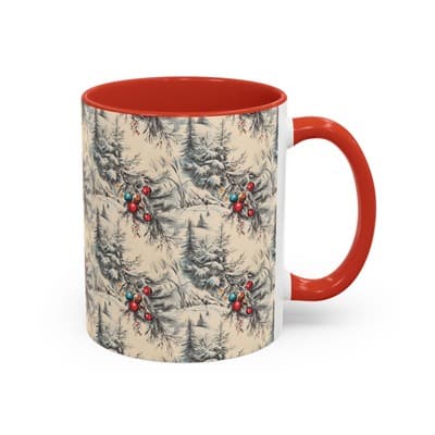 Rustic Holiday Coffee Mug 11oz 15oz | Vintage Christmas Cup | Cozy Winter Decor - Thumbnail 2