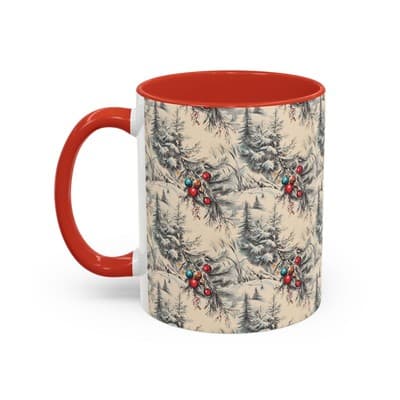 Rustic Holiday Coffee Mug 11oz 15oz | Vintage Christmas Cup | Cozy Winter Decor - Thumbnail 3
