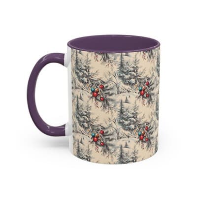 Rustic Holiday Coffee Mug 11oz 15oz | Vintage Christmas Cup | Cozy Winter Decor - Thumbnail 3