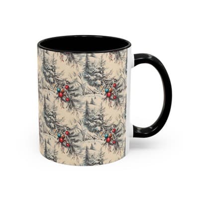 Rustic Holiday Coffee Mug 11oz 15oz | Vintage Christmas Cup | Cozy Winter Decor - Thumbnail 2