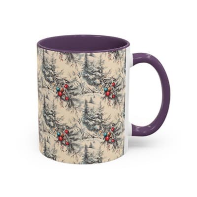 Rustic Holiday Coffee Mug 11oz 15oz | Vintage Christmas Cup | Cozy Winter Decor - Thumbnail 2