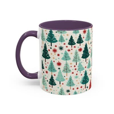 Christmas Tree Coffee Mug 11oz 15oz | Holiday Gift | Cute Winter Hot Cocoa Cup - Thumbnail 3