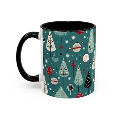 Holiday Tree Coffee Mug 11oz 15oz | Christmas Gift | Cozy Winter Decor Cup - Thumbnail 3