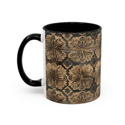 Dark Floral Coffee Mug 11oz 15oz | Gothic Boho Gift | Moody Rustic Kitchen Cup - Thumbnail 3