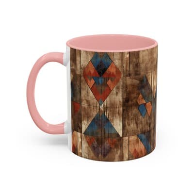 Rustic Tribal Coffee Mug 11oz 15oz | Boho Farmhouse Gift | Earthy Kitchen Decor - Thumbnail 3