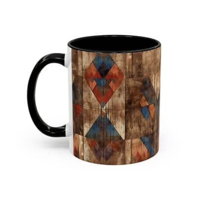 Rustic Tribal Coffee Mug 11oz 15oz | Boho Farmhouse Gift | Earthy Kitchen Decor - Thumbnail 3
