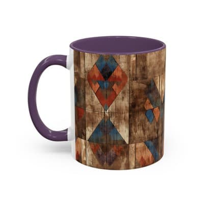 Rustic Tribal Coffee Mug 11oz 15oz | Boho Farmhouse Gift | Earthy Kitchen Decor - Thumbnail 3