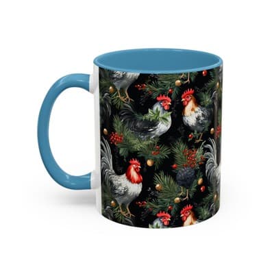 Holiday Rooster Coffee Mug 11oz 15oz | Farmhouse Country Christmas Gift Cup - Thumbnail 3