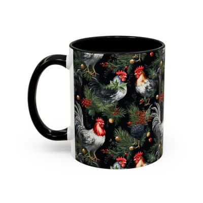 Holiday Rooster Coffee Mug 11oz 15oz | Farmhouse Country Christmas Gift Cup - Thumbnail 3