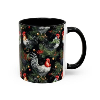 Holiday Rooster Coffee Mug 11oz 15oz | Farmhouse Country Christmas Gift Cup - Thumbnail 2
