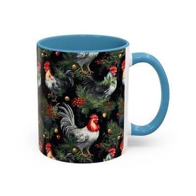 Holiday Rooster Coffee Mug 11oz 15oz | Farmhouse Country Christmas Gift Cup - Thumbnail 2