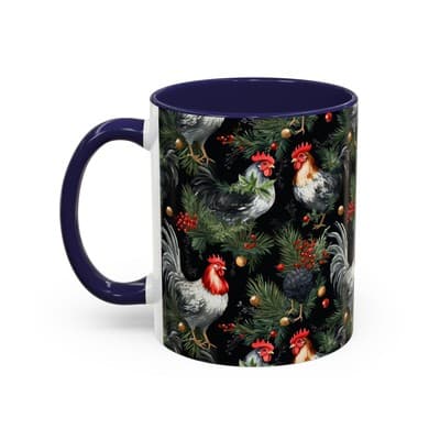 Holiday Rooster Coffee Mug 11oz 15oz | Farmhouse Country Christmas Gift Cup - Thumbnail 3