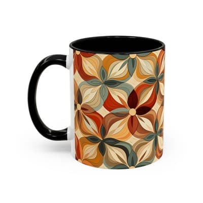 Boho Floral Coffee Mug 11oz 15oz | Cozy Fall Decor | Gift for Coffee Lovers - Thumbnail 3