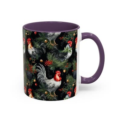 Holiday Rooster Coffee Mug 11oz 15oz | Farmhouse Country Christmas Gift Cup - Thumbnail 2