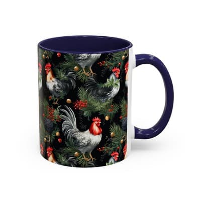 Holiday Rooster Coffee Mug 11oz 15oz | Farmhouse Country Christmas Gift Cup - Thumbnail 2