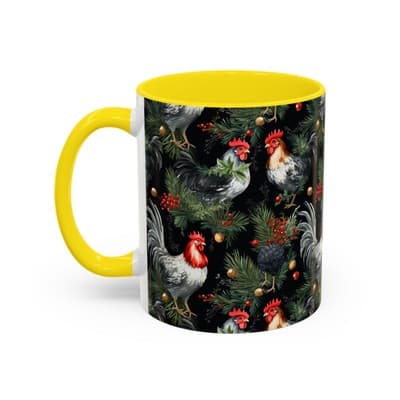 Holiday Rooster Coffee Mug 11oz 15oz | Farmhouse Country Christmas Gift Cup - Thumbnail 3