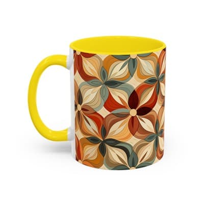 Boho Floral Coffee Mug 11oz 15oz | Cozy Fall Decor | Gift for Coffee Lovers - Thumbnail 3