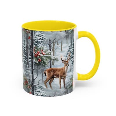 Winter Deer Coffee Mug 11oz 15oz | Rustic Holiday Cup | Cozy Cabin Gift Idea - Thumbnail 2