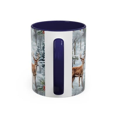 Winter Deer Coffee Mug 11oz 15oz | Rustic Holiday Cup | Cozy Cabin Gift Idea - Thumbnail 4