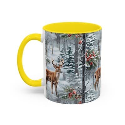 Winter Deer Coffee Mug 11oz 15oz | Rustic Holiday Cup | Cozy Cabin Gift Idea - Thumbnail 3