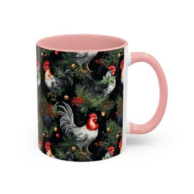 Holiday Rooster Coffee Mug 11oz 15oz | Farmhouse Country Christmas Gift Cup - Thumbnail 2