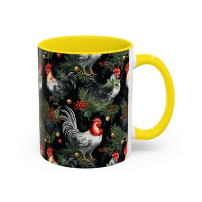 Holiday Rooster Coffee Mug 11oz 15oz | Farmhouse Country Christmas Gift Cup - Thumbnail 2
