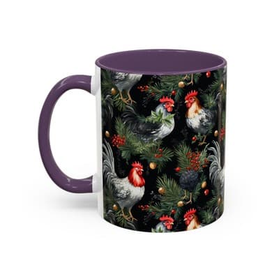 Holiday Rooster Coffee Mug 11oz 15oz | Farmhouse Country Christmas Gift Cup - Thumbnail 3