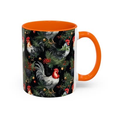Holiday Rooster Coffee Mug 11oz 15oz | Farmhouse Country Christmas Gift Cup - Thumbnail 2