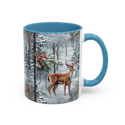 Winter Deer Coffee Mug 11oz 15oz | Rustic Holiday Cup | Cozy Cabin Gift Idea - Thumbnail 2