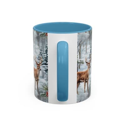 Winter Deer Coffee Mug 11oz 15oz | Rustic Holiday Cup | Cozy Cabin Gift Idea - Thumbnail 4