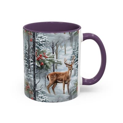 Winter Deer Coffee Mug 11oz 15oz | Rustic Holiday Cup | Cozy Cabin Gift Idea - Thumbnail 2