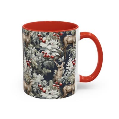 Rustic Deer Coffee Mug 11oz 15oz | Winter Forest Holiday Gift | Woodland Decor - Thumbnail 2