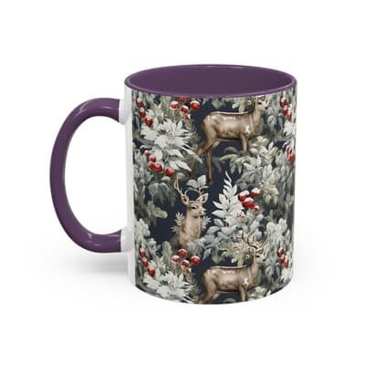 Rustic Deer Coffee Mug 11oz 15oz | Winter Forest Holiday Gift | Woodland Decor - Thumbnail 3