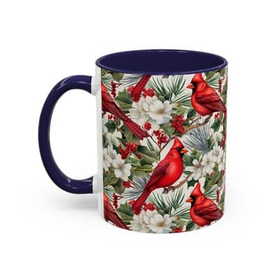 Cardinal Coffee Mug 11oz 15oz | Holiday Bird Gift | Winter Nature Decor Cup - Thumbnail 3