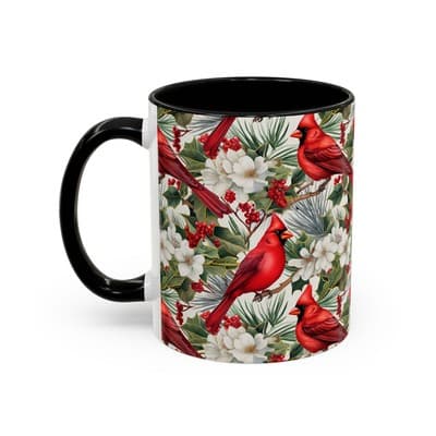Cardinal Coffee Mug 11oz 15oz | Holiday Bird Gift | Winter Nature Decor Cup - Thumbnail 3