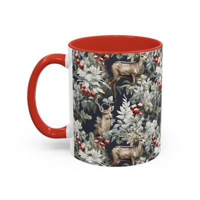 Rustic Deer Coffee Mug 11oz 15oz | Winter Forest Holiday Gift | Woodland Decor - Thumbnail 3