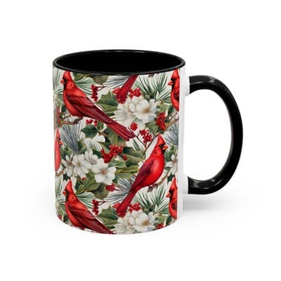 Cardinal Coffee Mug 11oz 15oz | Holiday Bird Gift | Winter Nature Decor Cup - Thumbnail 2
