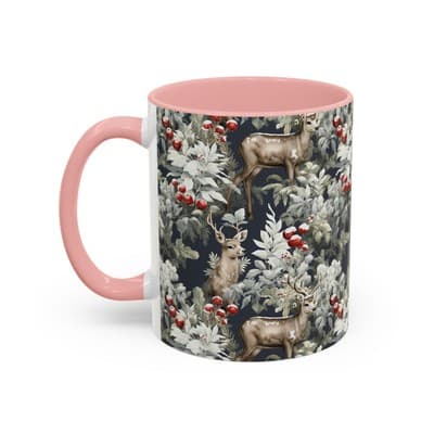 Rustic Deer Coffee Mug 11oz 15oz | Winter Forest Holiday Gift | Woodland Decor - Thumbnail 3