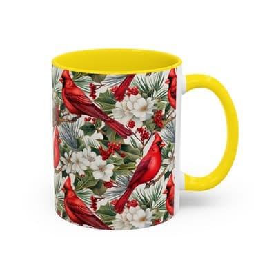Cardinal Coffee Mug 11oz 15oz | Holiday Bird Gift | Winter Nature Decor Cup - Thumbnail 2