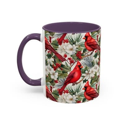 Cardinal Coffee Mug 11oz 15oz | Holiday Bird Gift | Winter Nature Decor Cup - Thumbnail 3