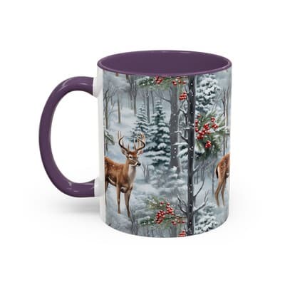 Winter Deer Coffee Mug 11oz 15oz | Rustic Holiday Cup | Cozy Cabin Gift Idea - Thumbnail 3