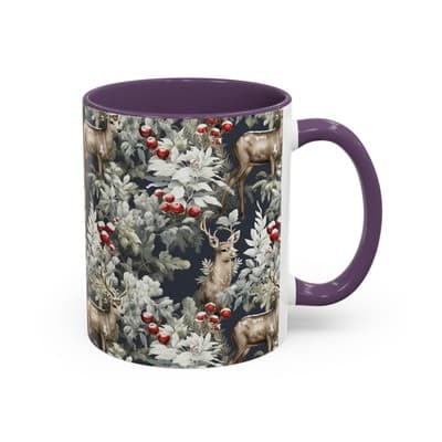 Rustic Deer Coffee Mug 11oz 15oz | Winter Forest Holiday Gift | Woodland Decor - Thumbnail 2